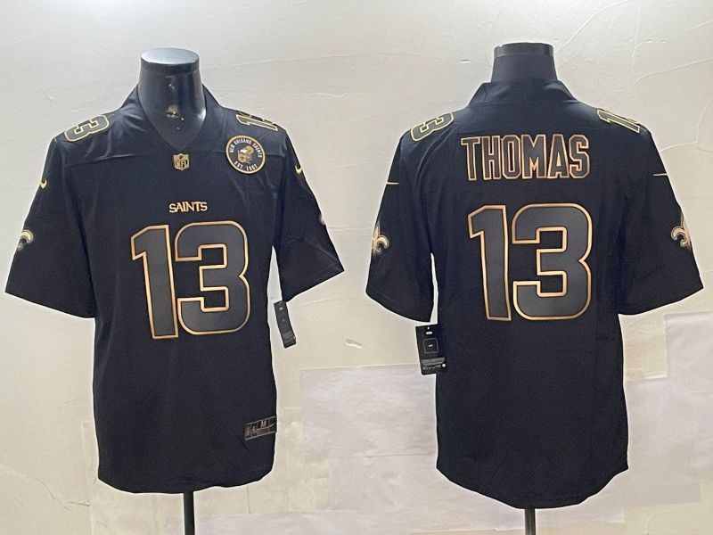 Men New Orleans Saints 13 Thomas Black Gold 2024 Nike Limited NFL Jersey style 01082